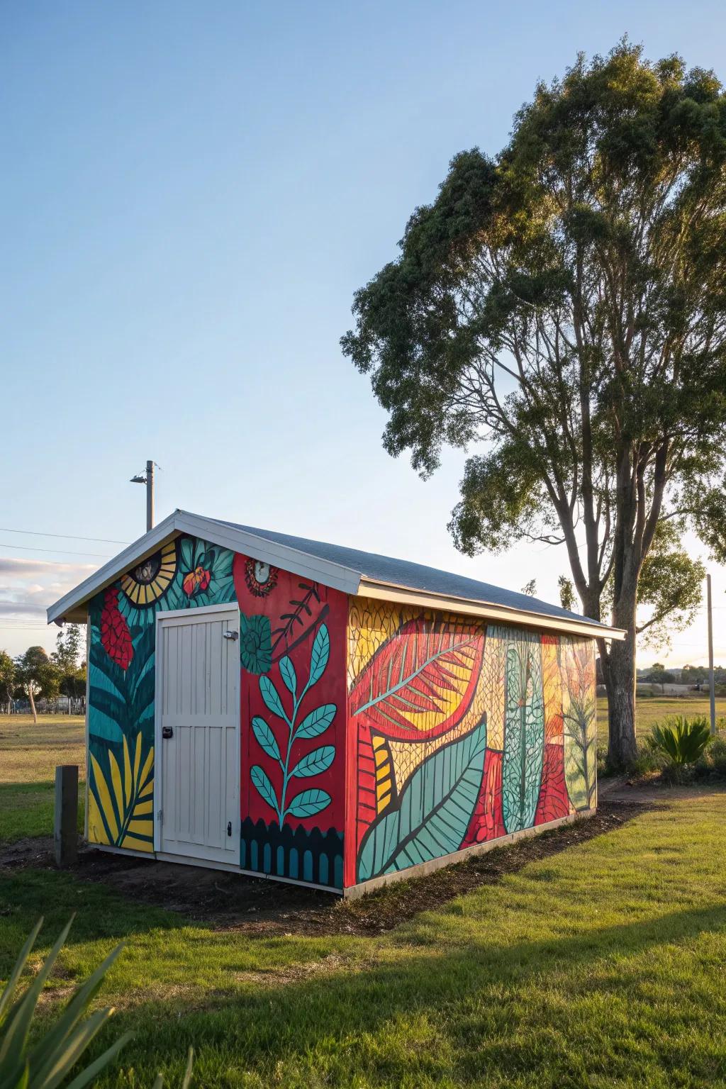 Artistic expression turns your shed into a unique masterpiece.