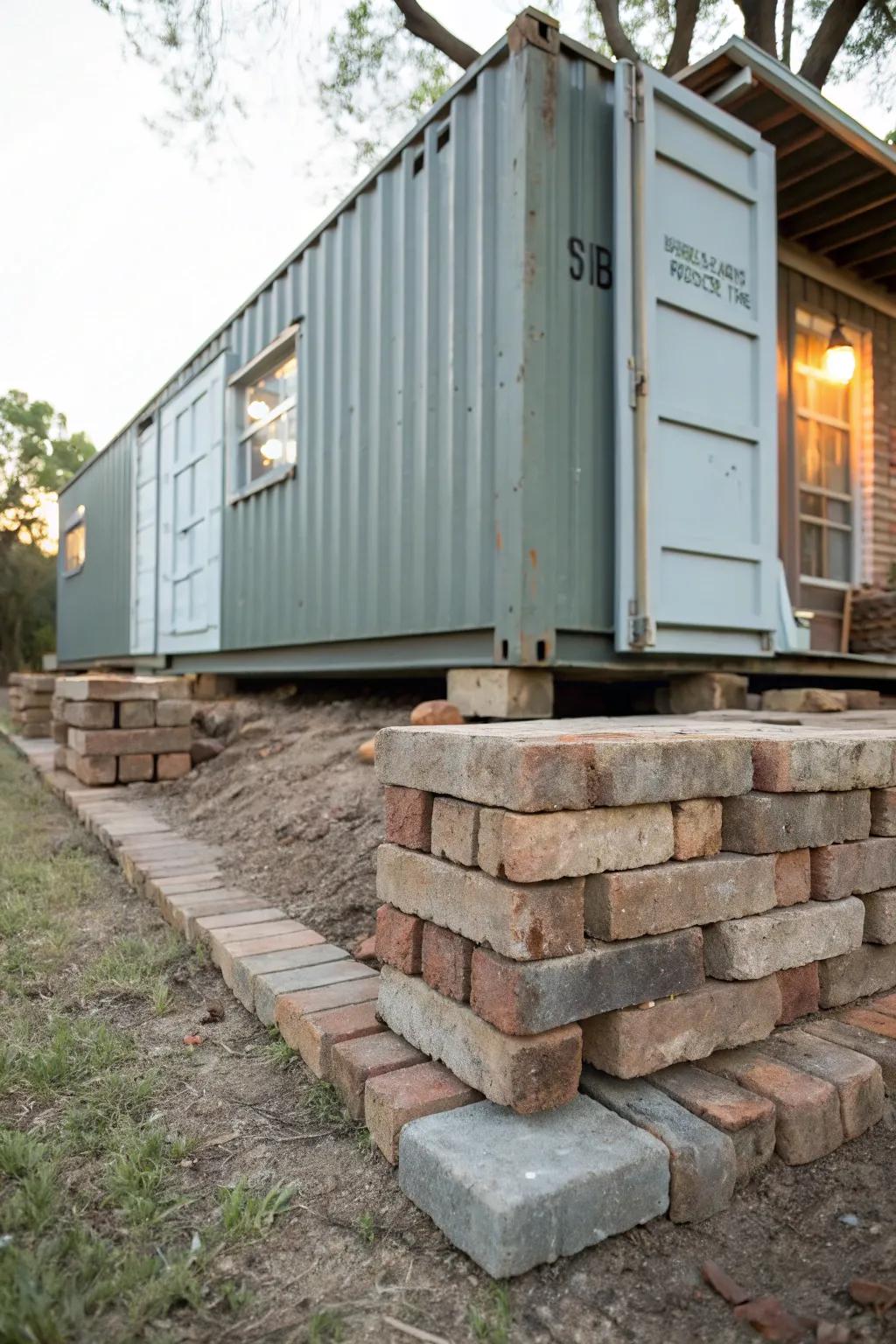 Reclaimed materials offer a creative and budget-friendly foundation solution.