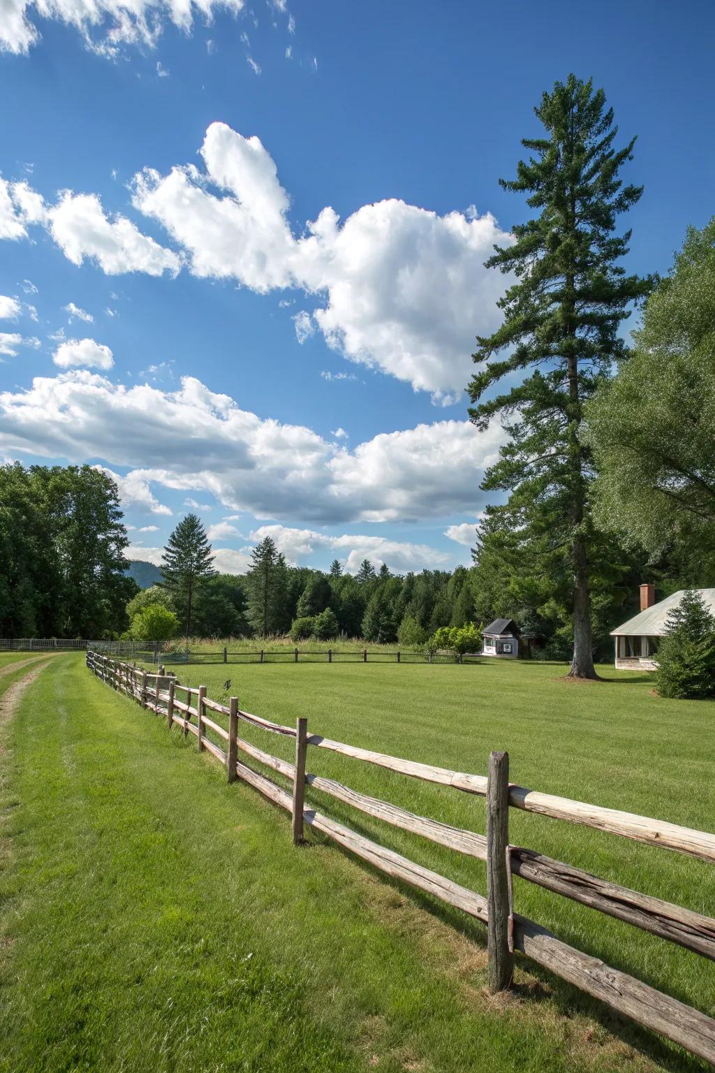 Split rail fences are ideal for open, expansive spaces