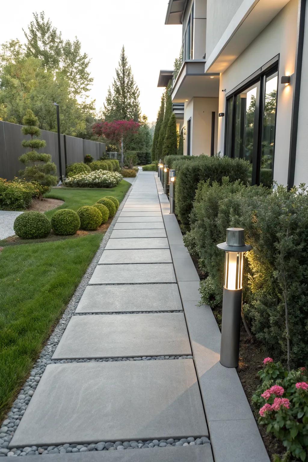 Metal pavers bring a modern, industrial edge to pathways.