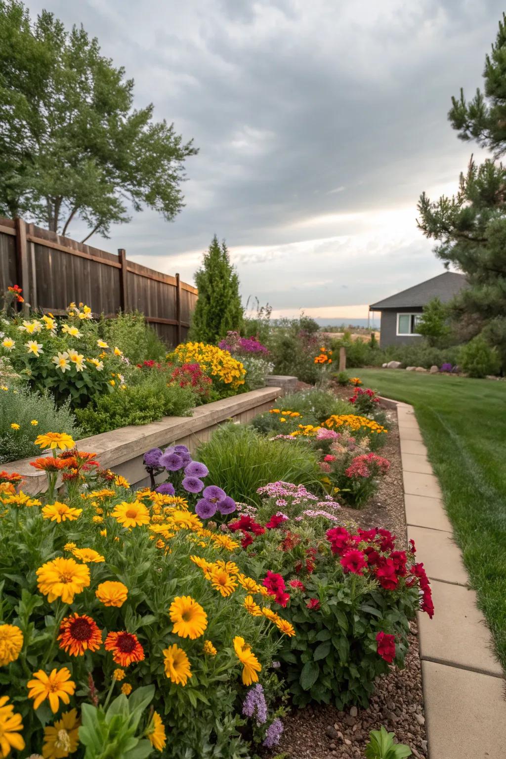 Seasonal flower beds ensure year-round color and interest.
