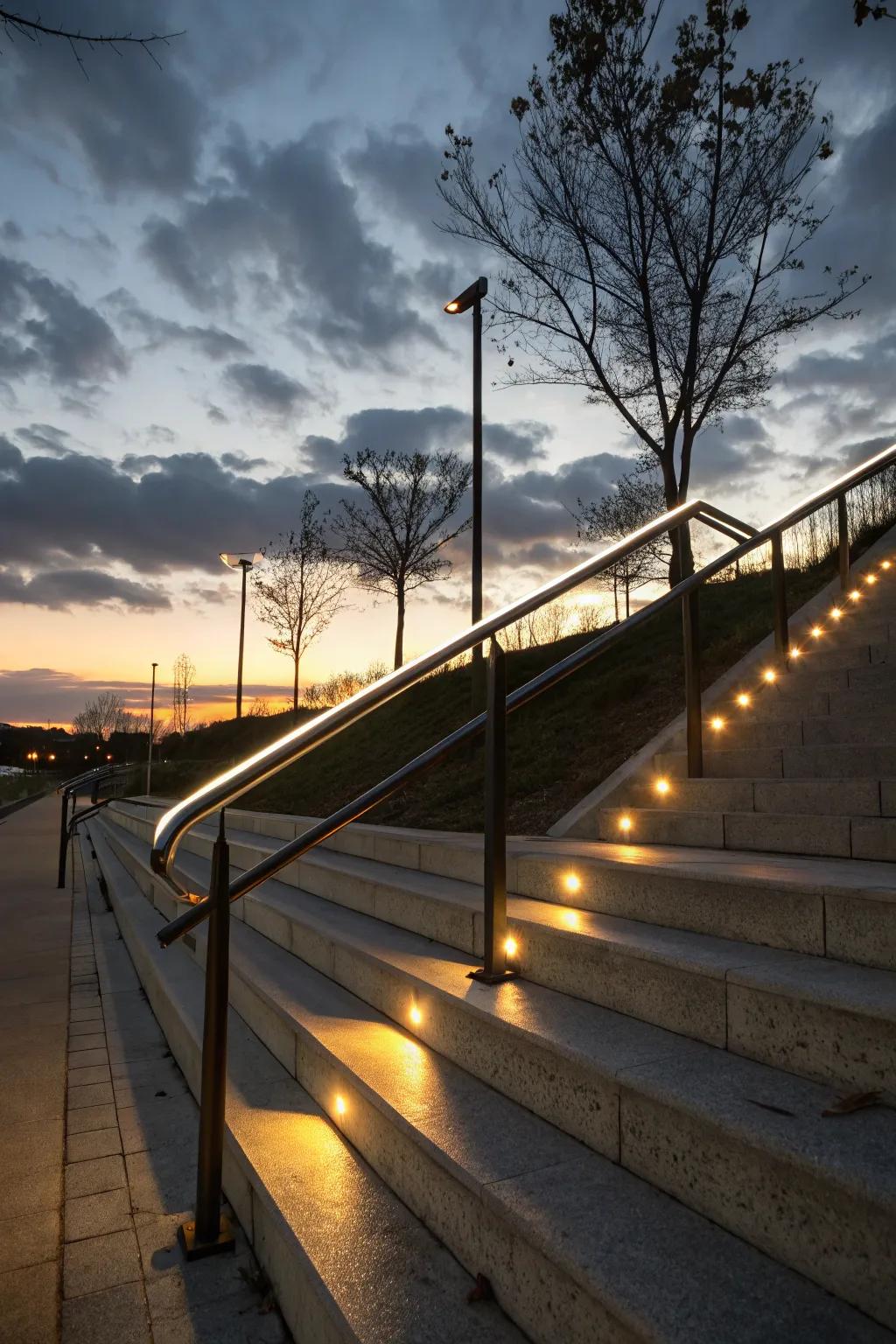 Integrated lighting in the handrail provides safety and a magical glow.