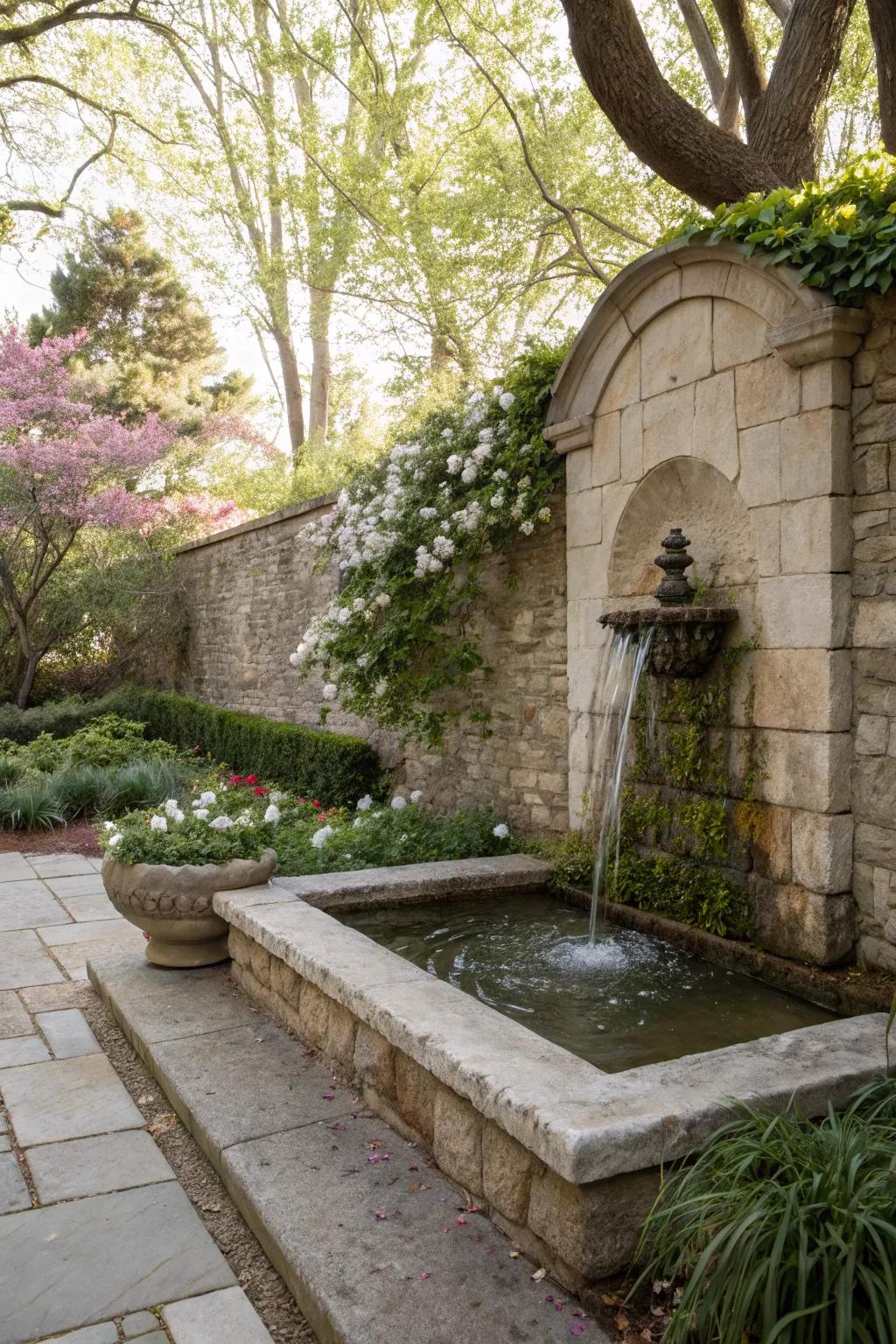 Maximize space with a wall niche fountain.