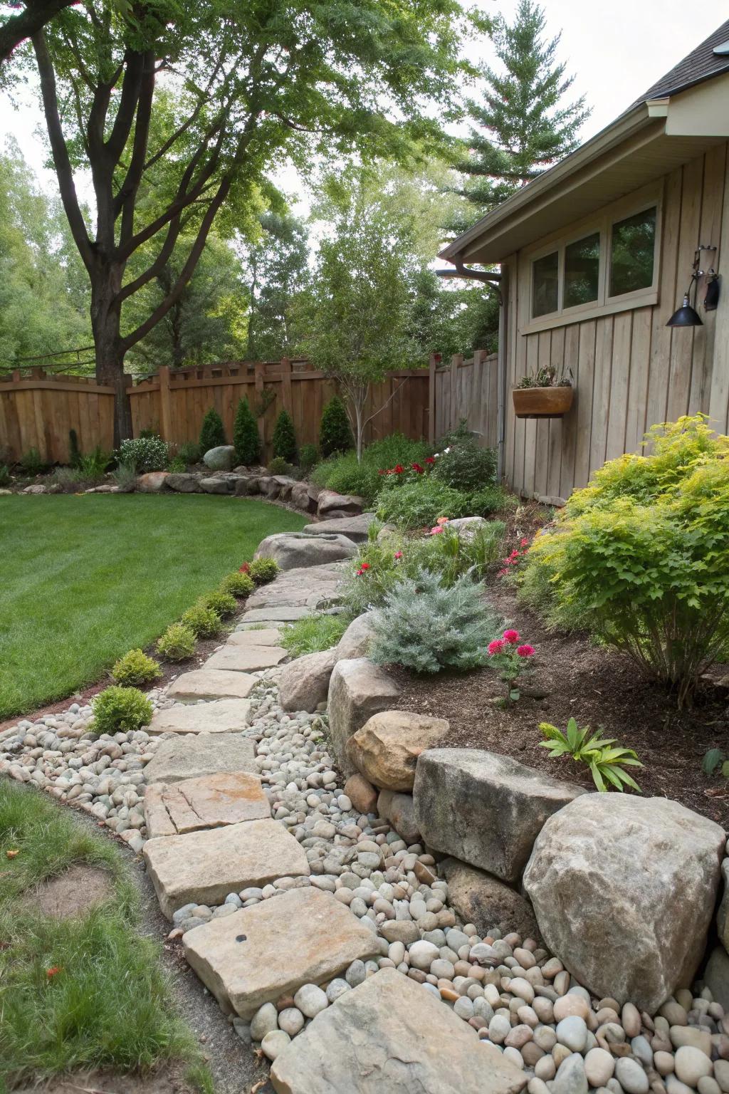 Enhance your garden's charm with natural stone accents.
