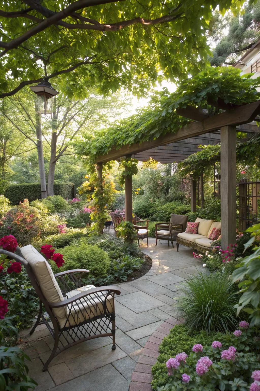 A shaded lounge corner provides a cool escape in your garden.