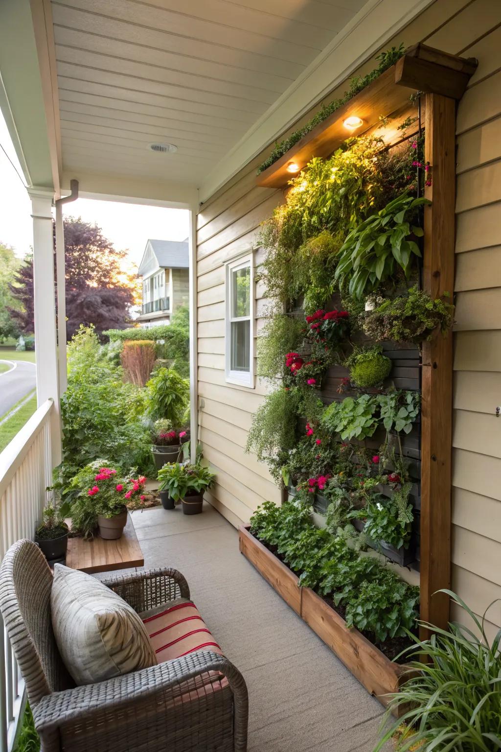 Create a lush environment with a vertical garden.