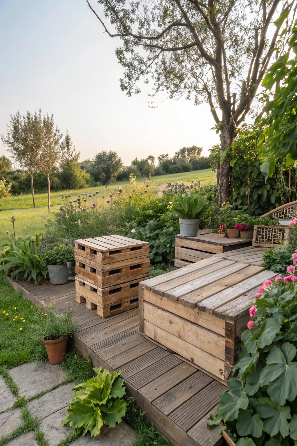 Wooden crates bring rustic style and functionality to your deck.