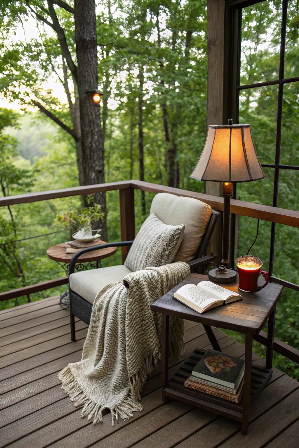 Reading nooks provide a peaceful retreat on small decks.