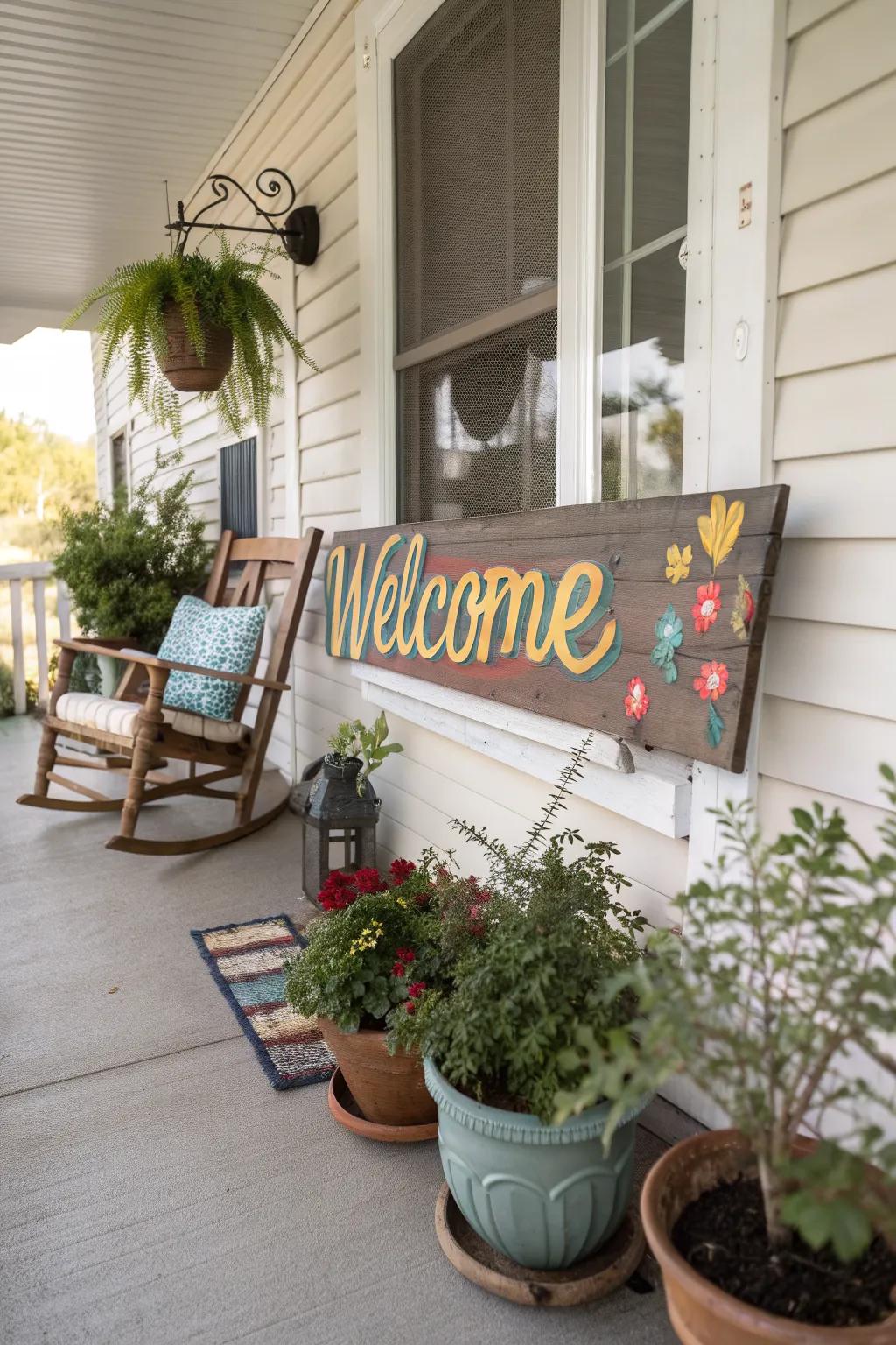 DIY welcome signs greet guests with a personal touch.