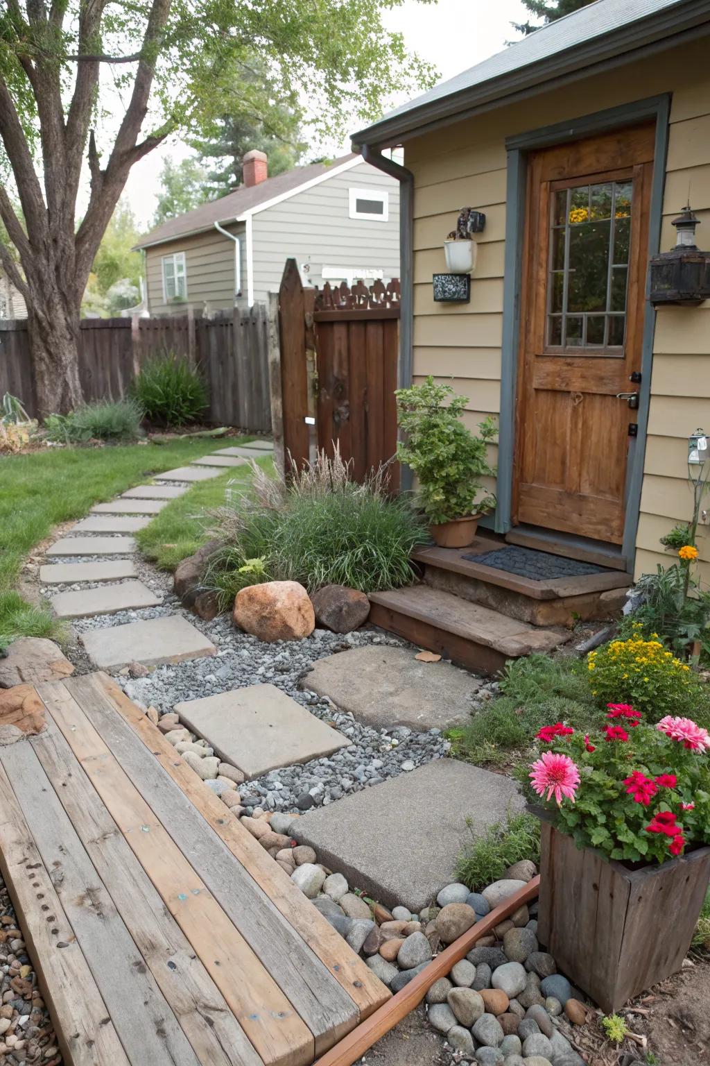 Experiment with an eclectic mix of materials.