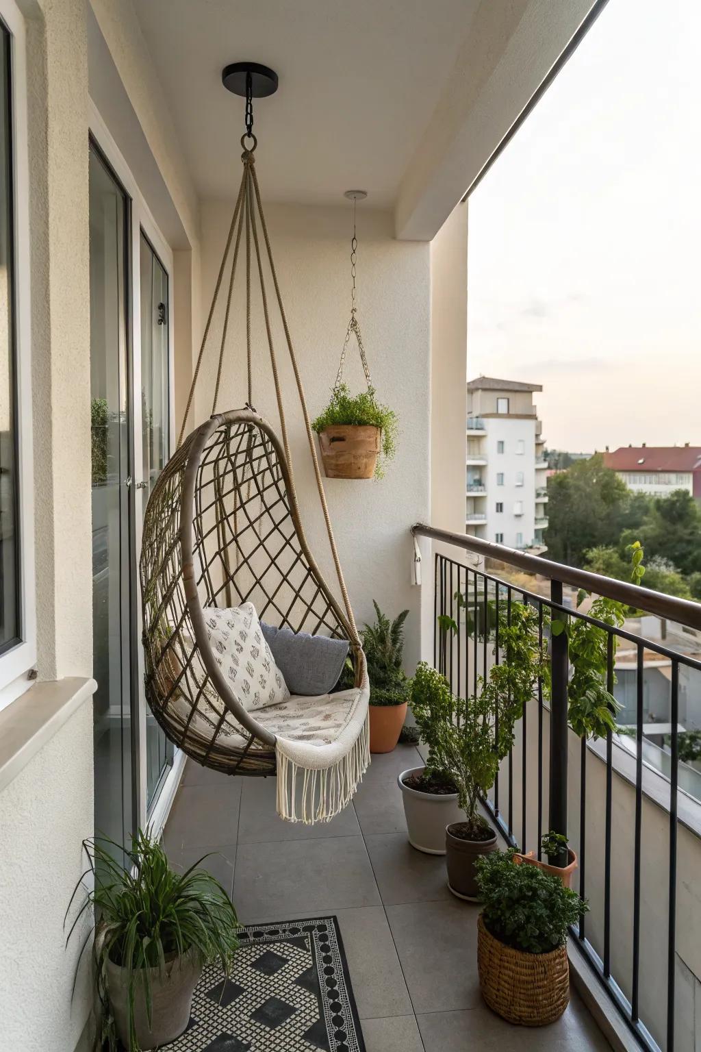 Hanging chairs offer a unique blend of fun and relaxation.