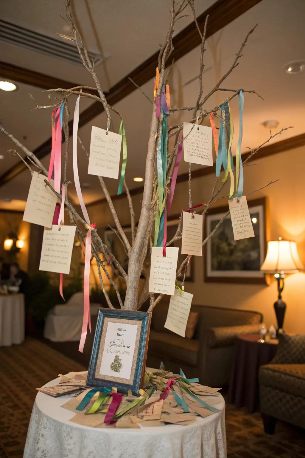 A growing keepsake with an interactive guest book.