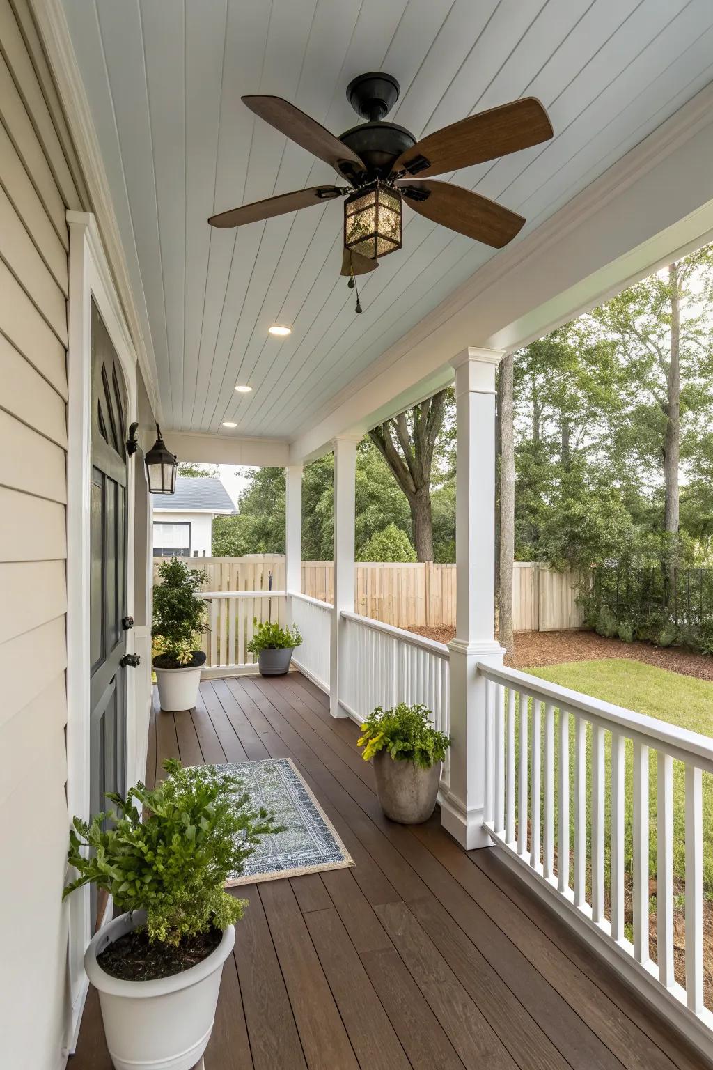 A ceiling fan adds style and keeps you cool.
