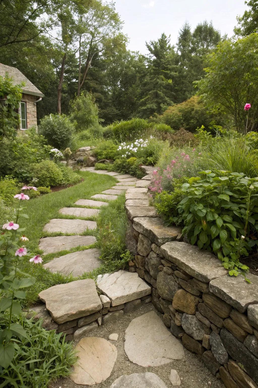 Natural stone elements add elegance and texture.