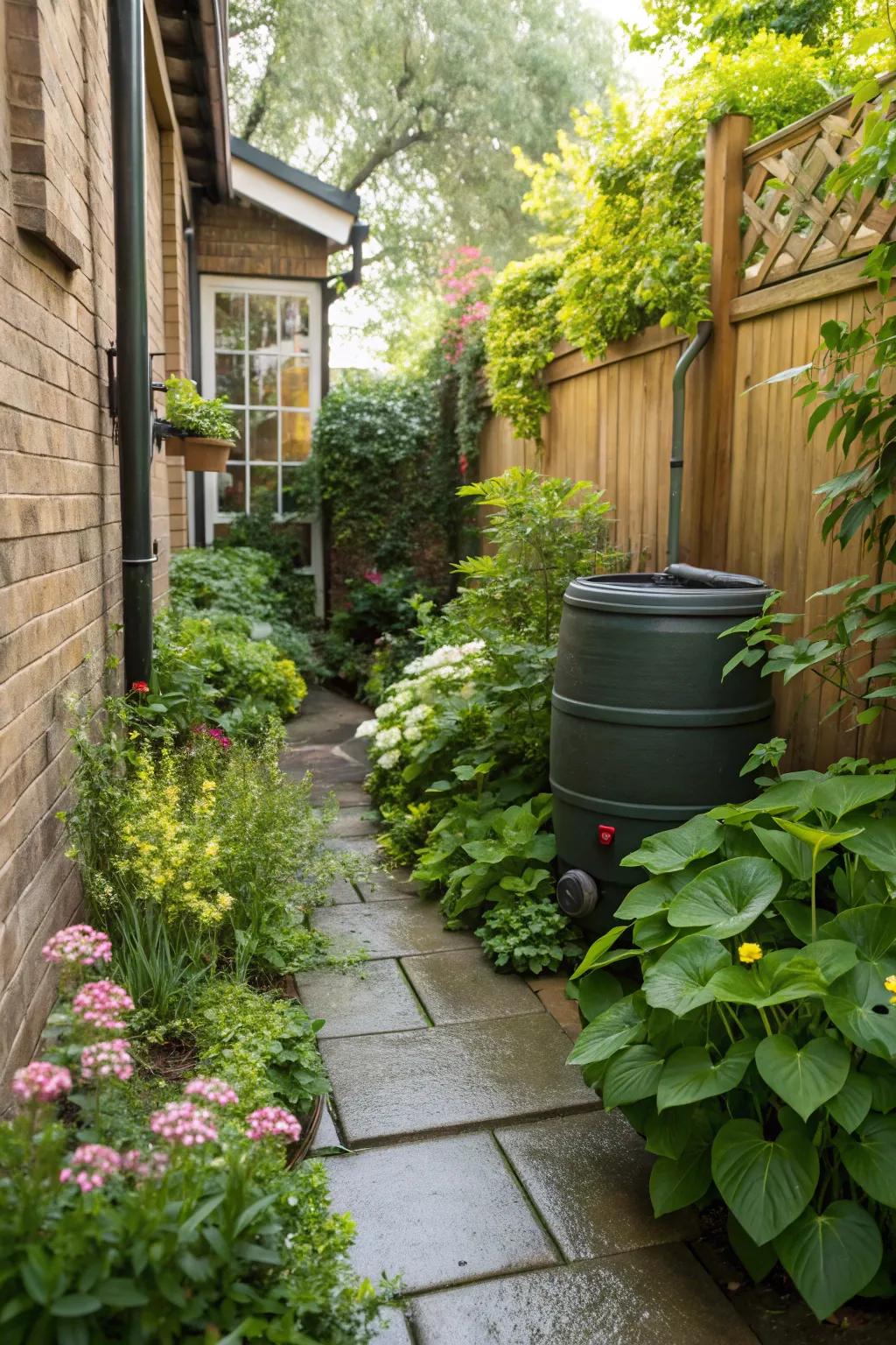 Sustainably water your garden with collected rainwater.