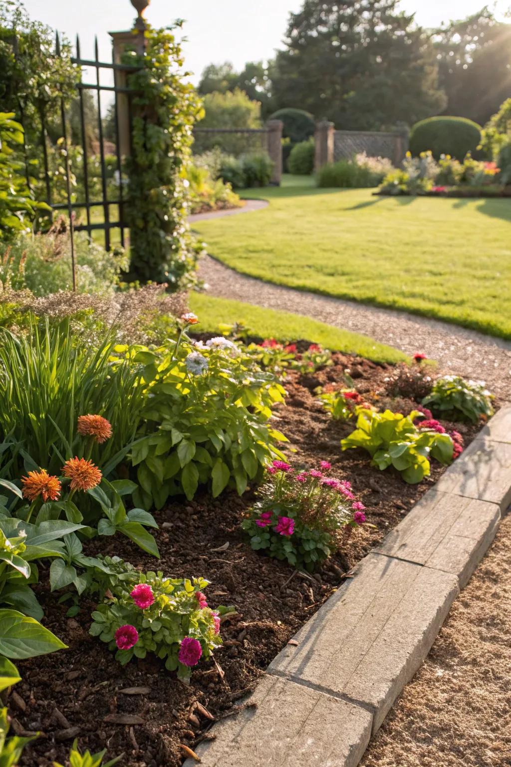 Mulch helping to retain moisture and promote growth.