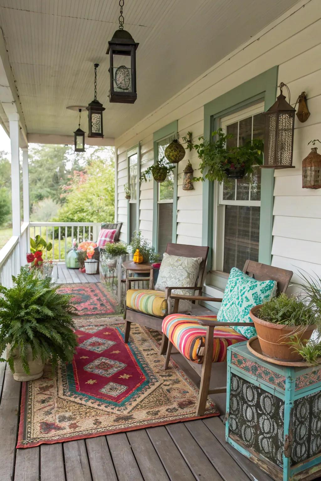 Indoor furniture adds unique charm.