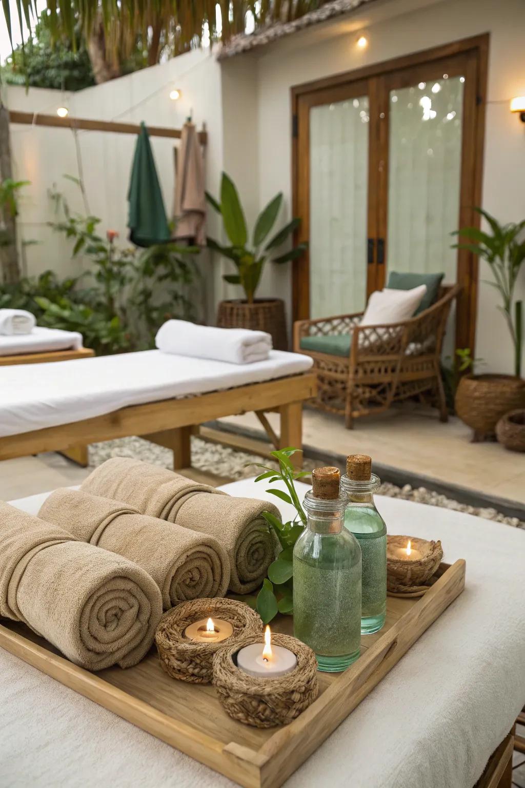 Eco-friendly decor adds sustainability to your spa design.