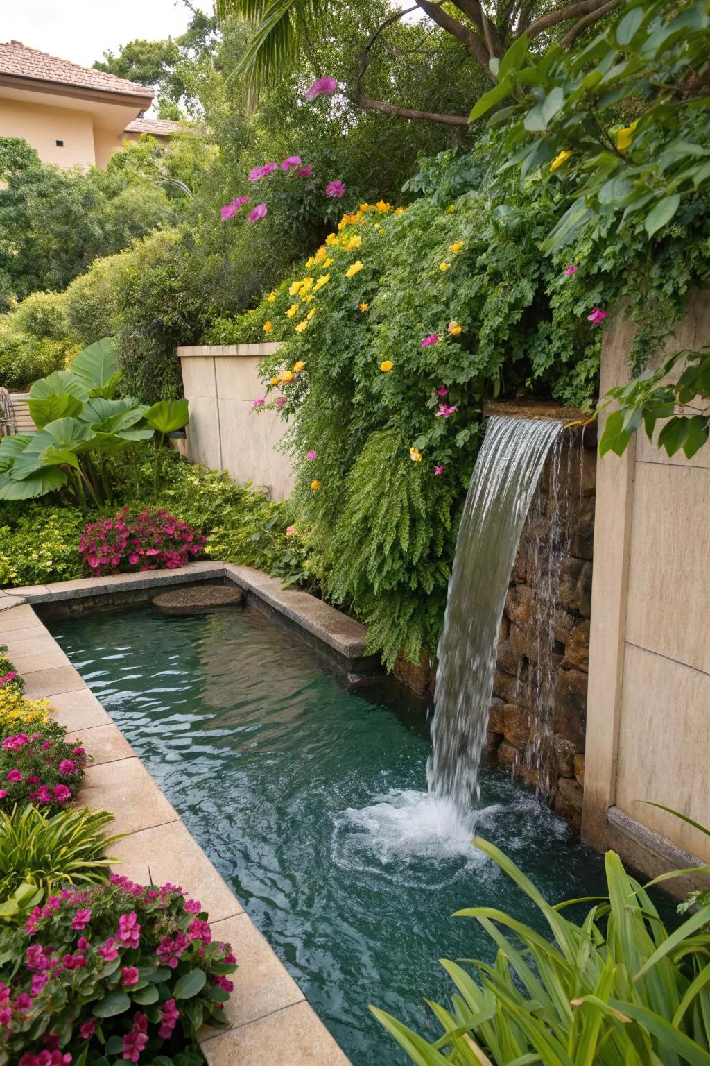 Integrated greenery brings life and color to spillways.