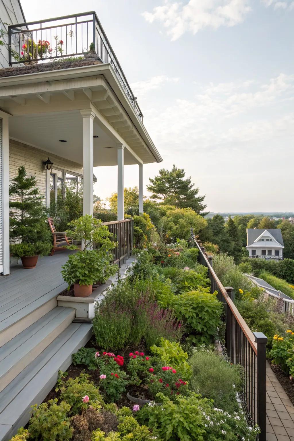 A rooftop garden can be a surprising and delightful addition to your porch.