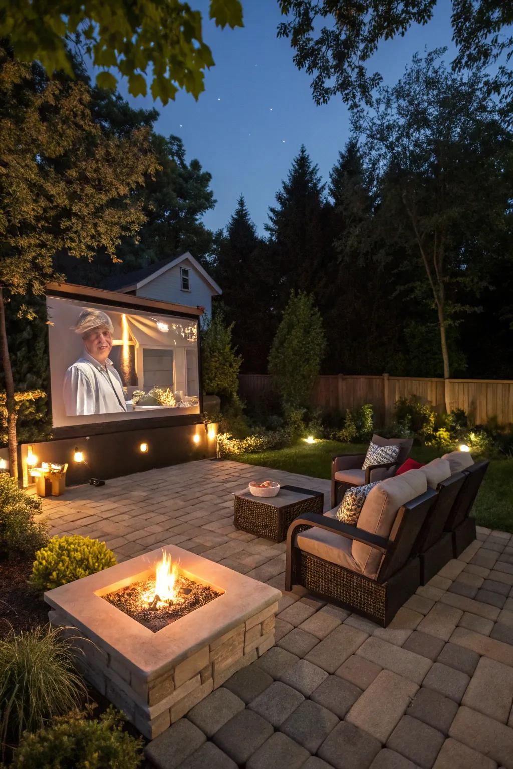 Create magical movie nights with an outdoor cinema setup.