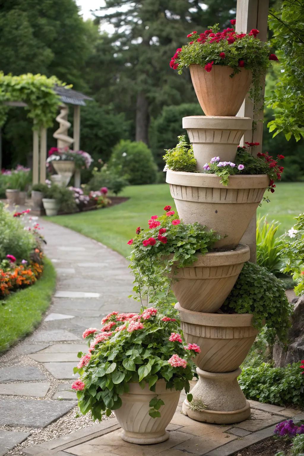 Artistic asymmetry for a captivating garden arrangement.