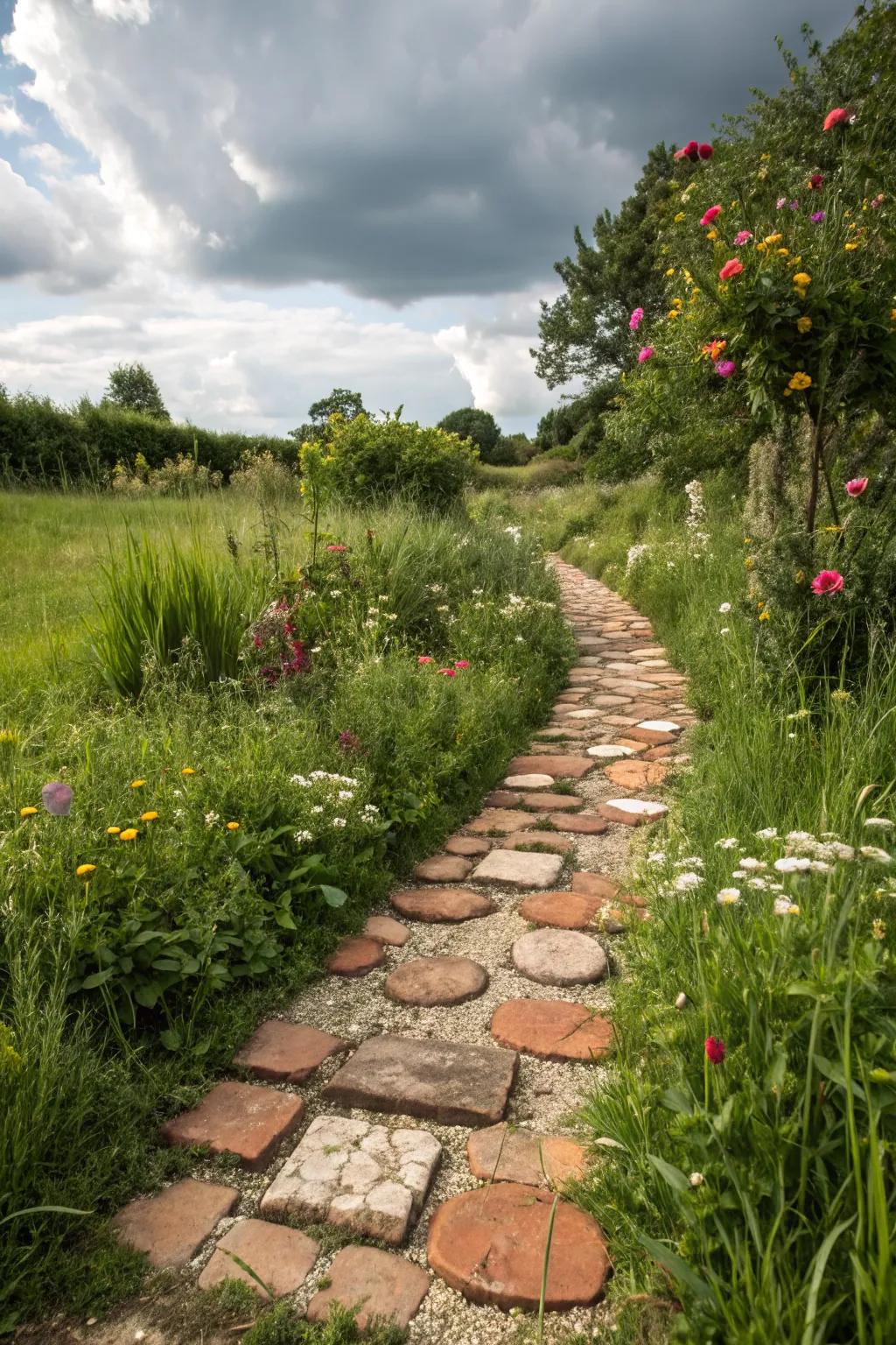 Recycled materials offer sustainability and charm.