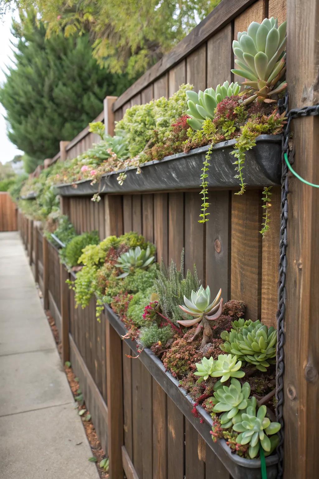 Gutter gardens offer a creative vertical planting solution