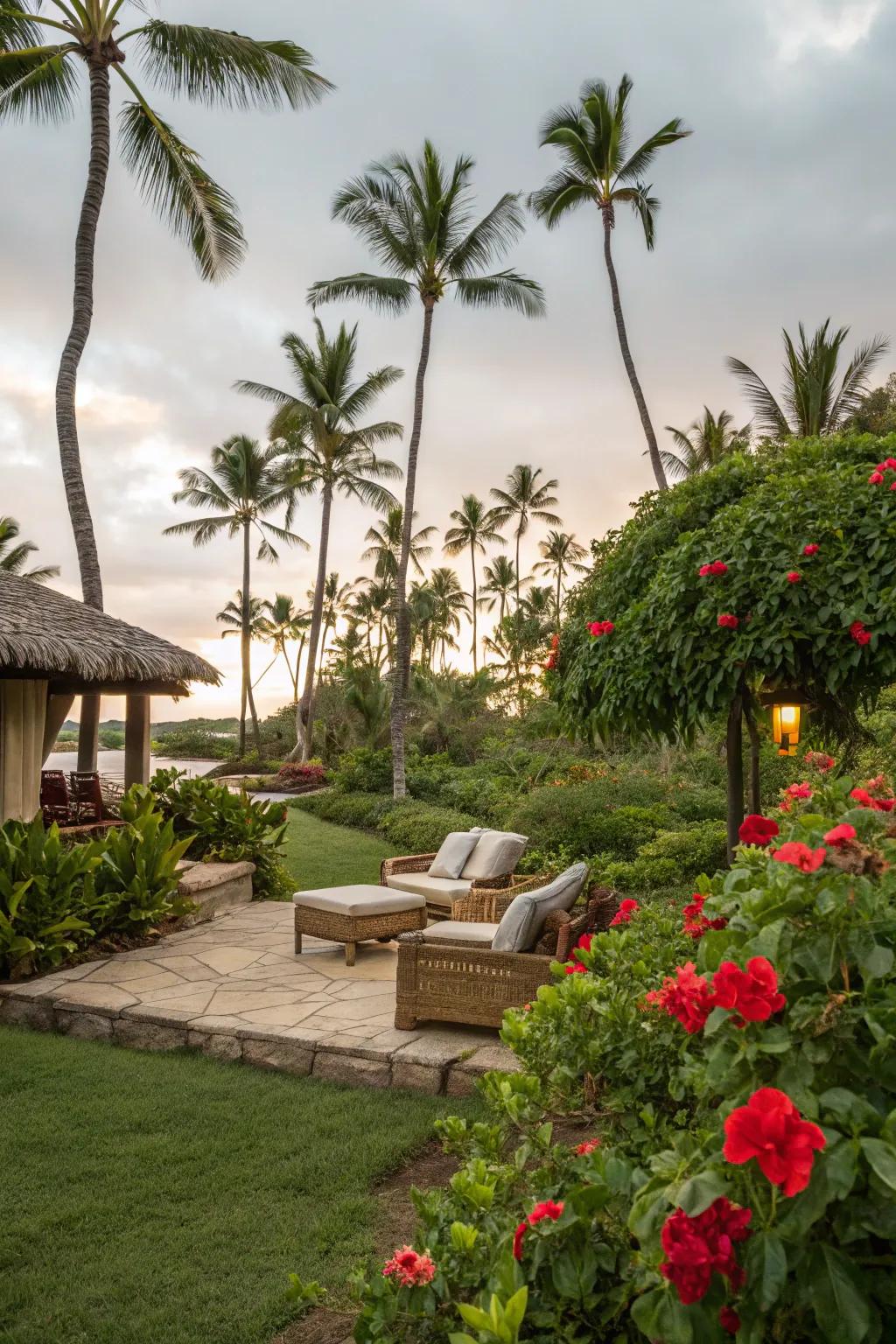Escape to the tropics with lush, vibrant plantings.