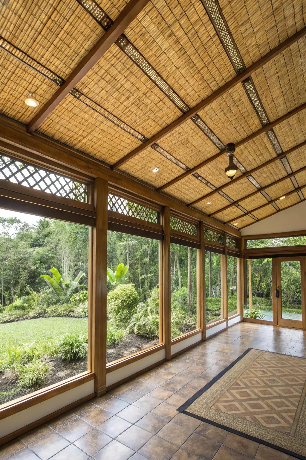 Bamboo panels bring a warm, tropical vibe.
