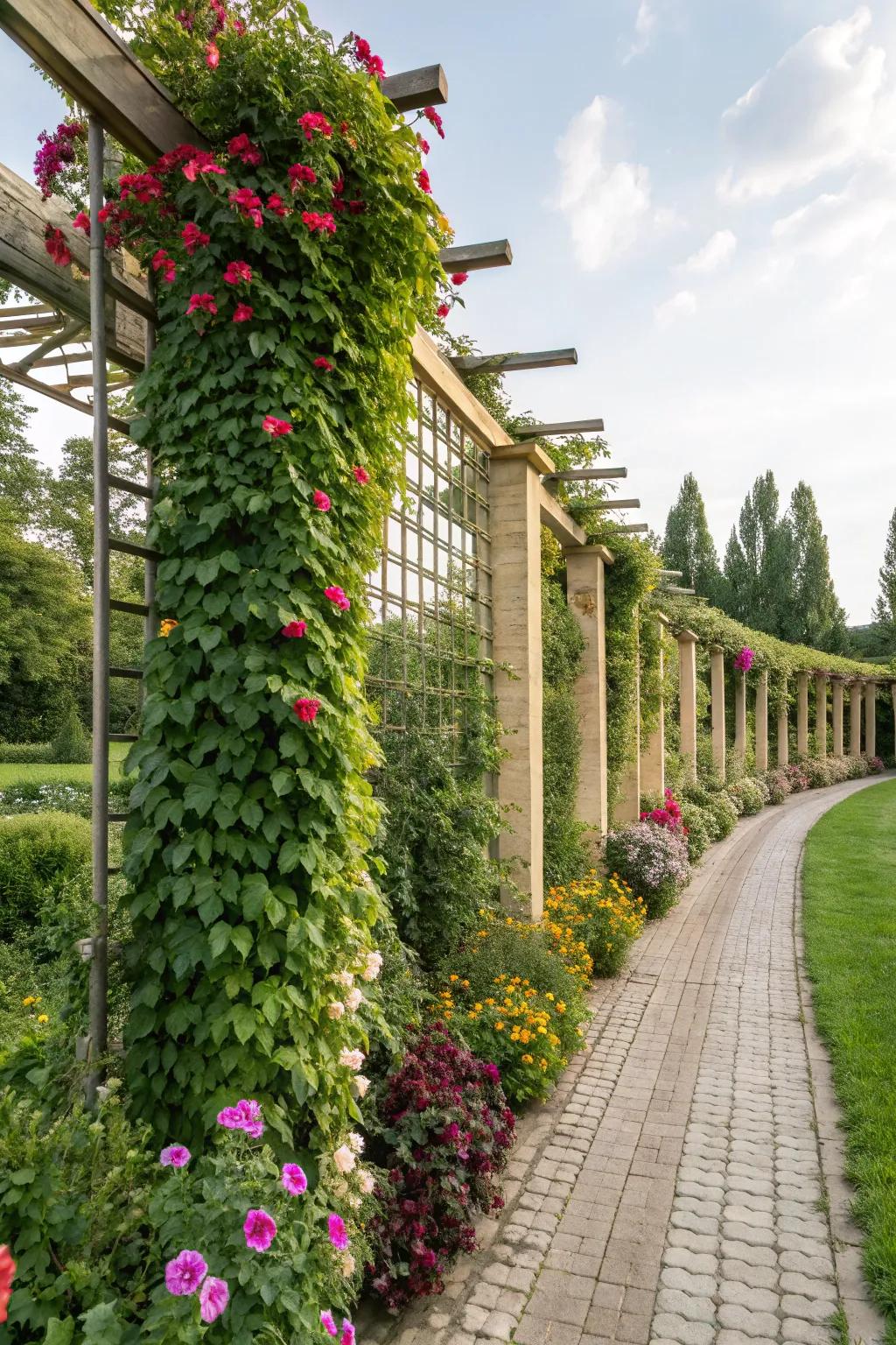 Vertical gardens adding lushness and saving space.