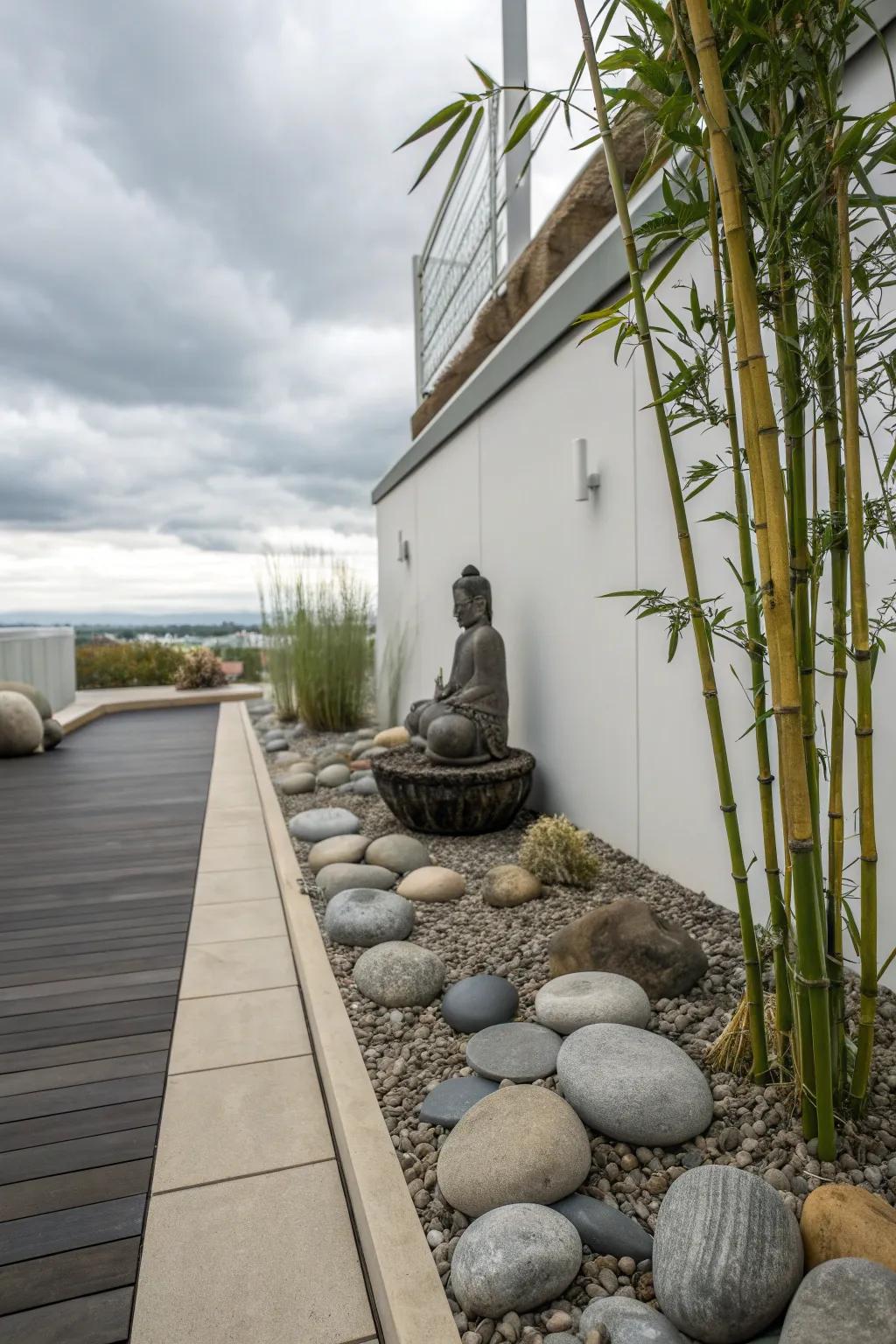 A Zen corner offers a peaceful retreat for meditation and relaxation.
