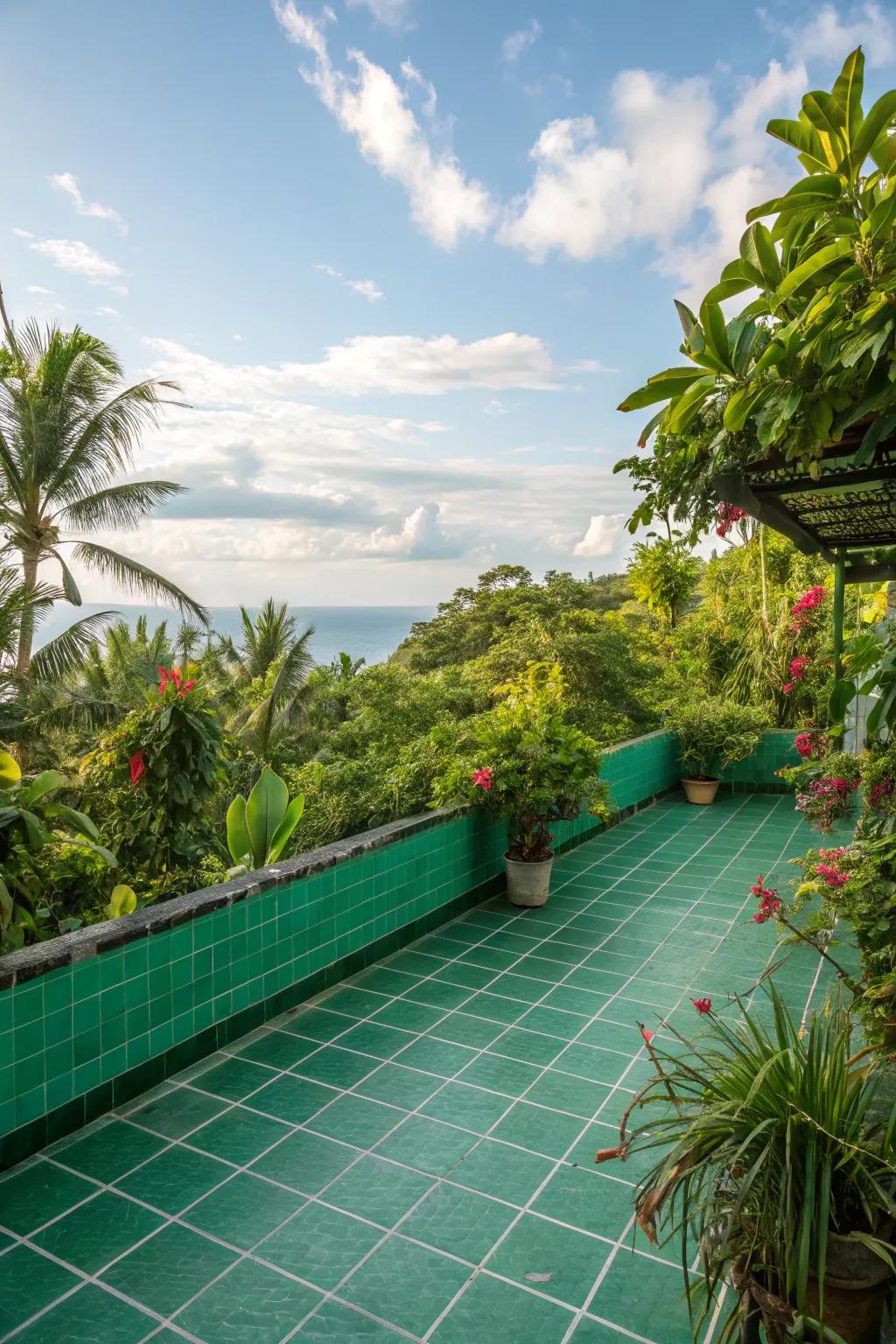 Bring a slice of the rainforest home with tropical tiles.
