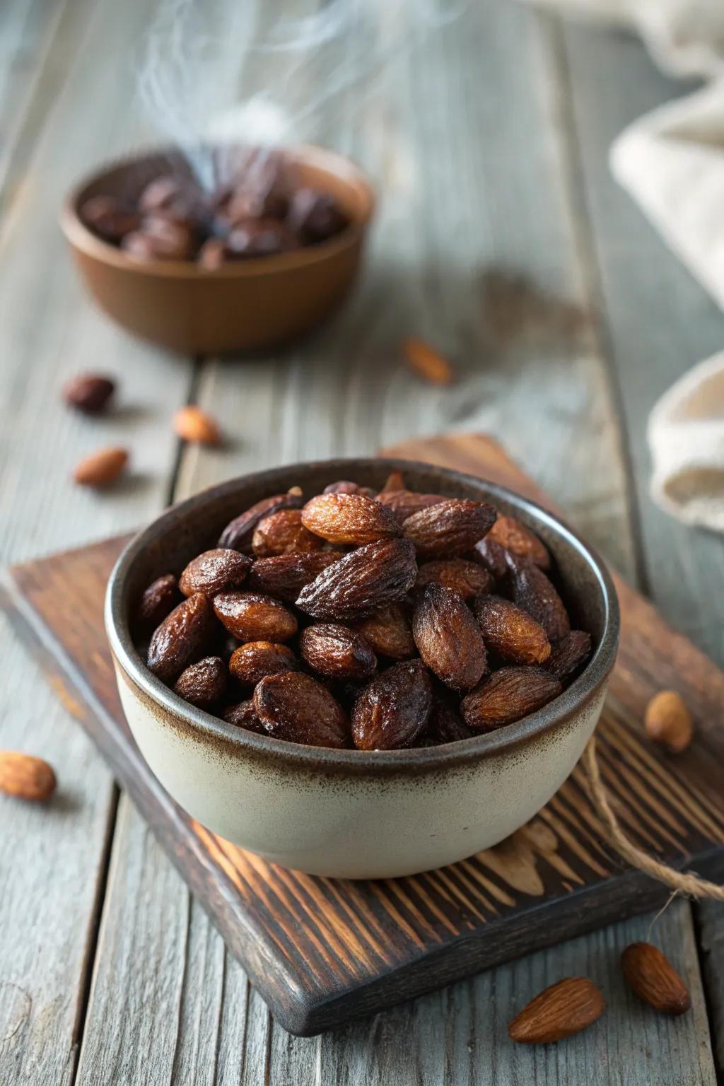 Smoky and crunchy smoked almonds for snacking.