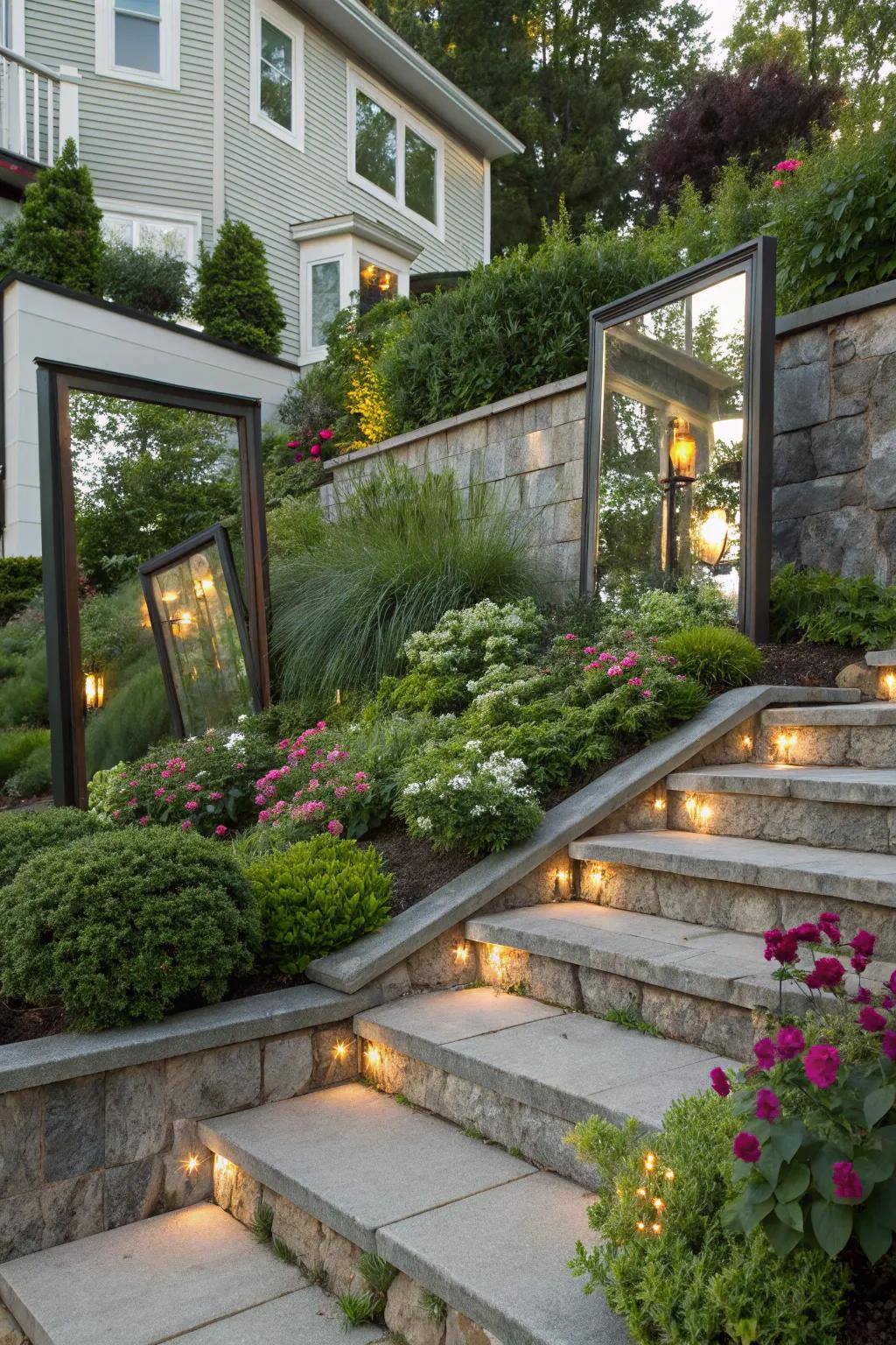 Mirrors add space and dimension through clever reflections.