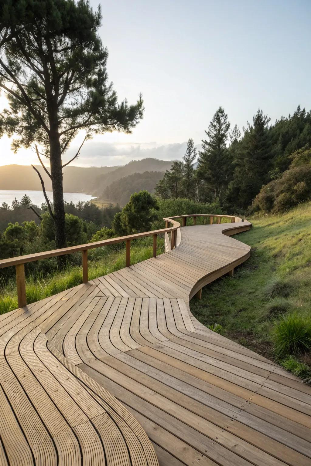 A timber deck embracing natural harmony with organic patterns.