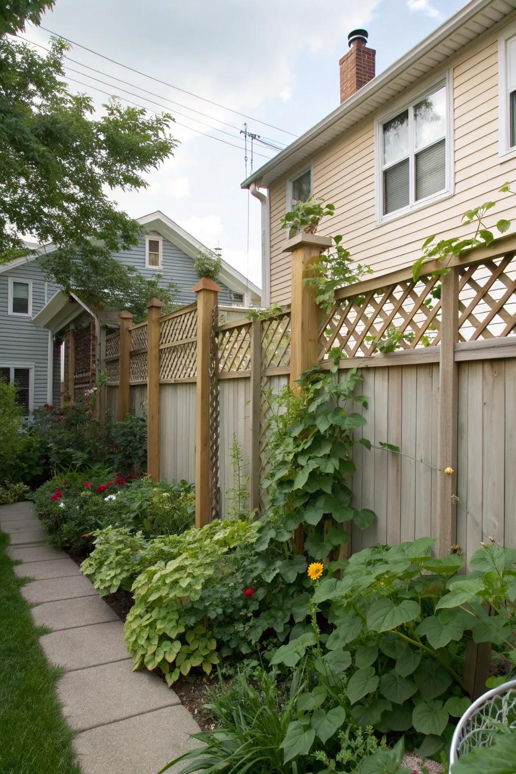 Trellis toppers offer extra privacy and room for climbing plants.