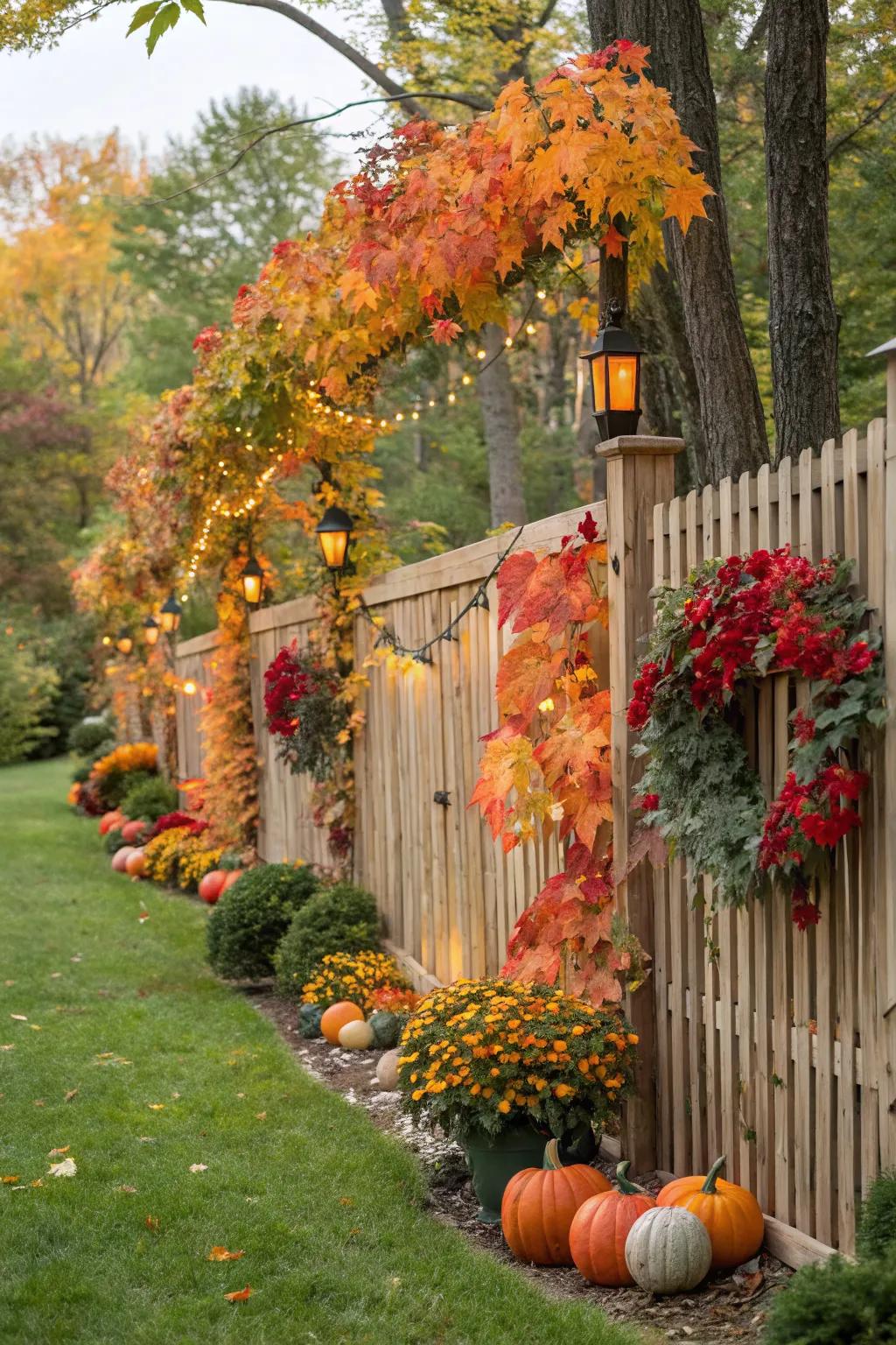 A seasonal branch fence evolves with the changes in nature, adding year-round interest.