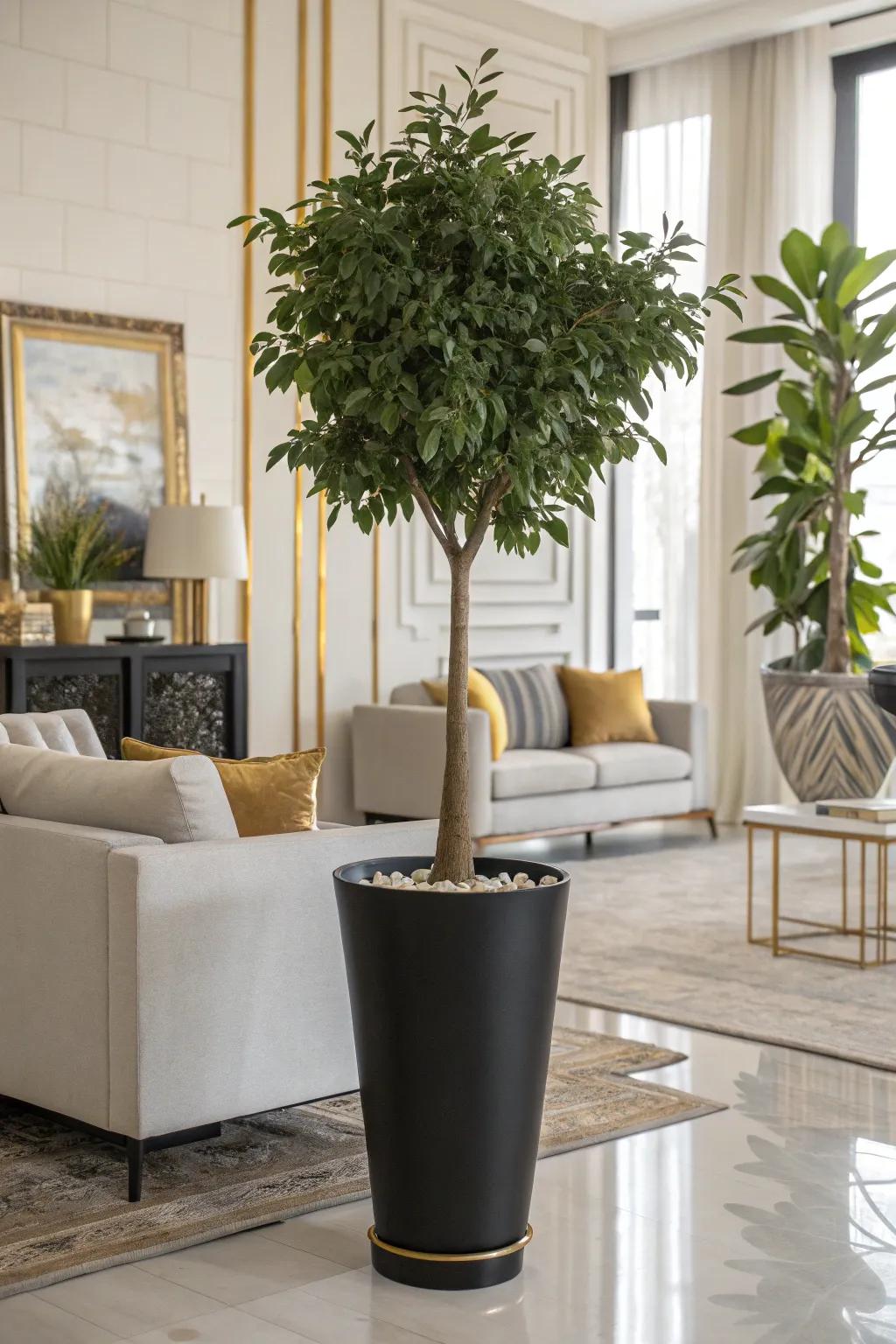 Decorative planters offer chic elevation.