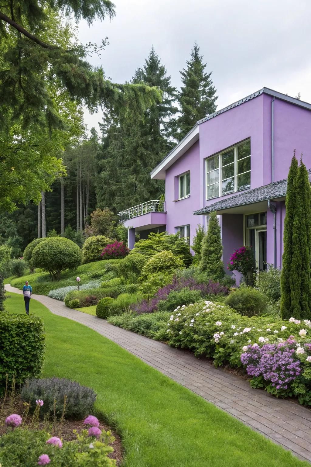 Lavender exteriors add a touch of whimsy and charm.