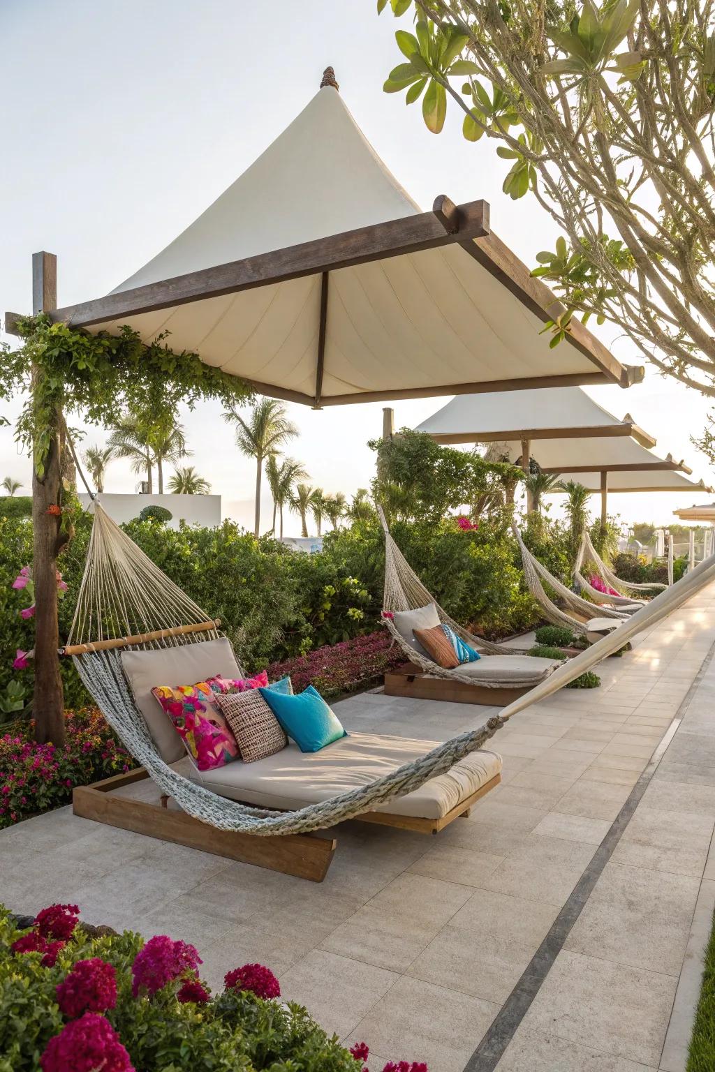 A triangle sun shade creates a perfect relaxation spot.