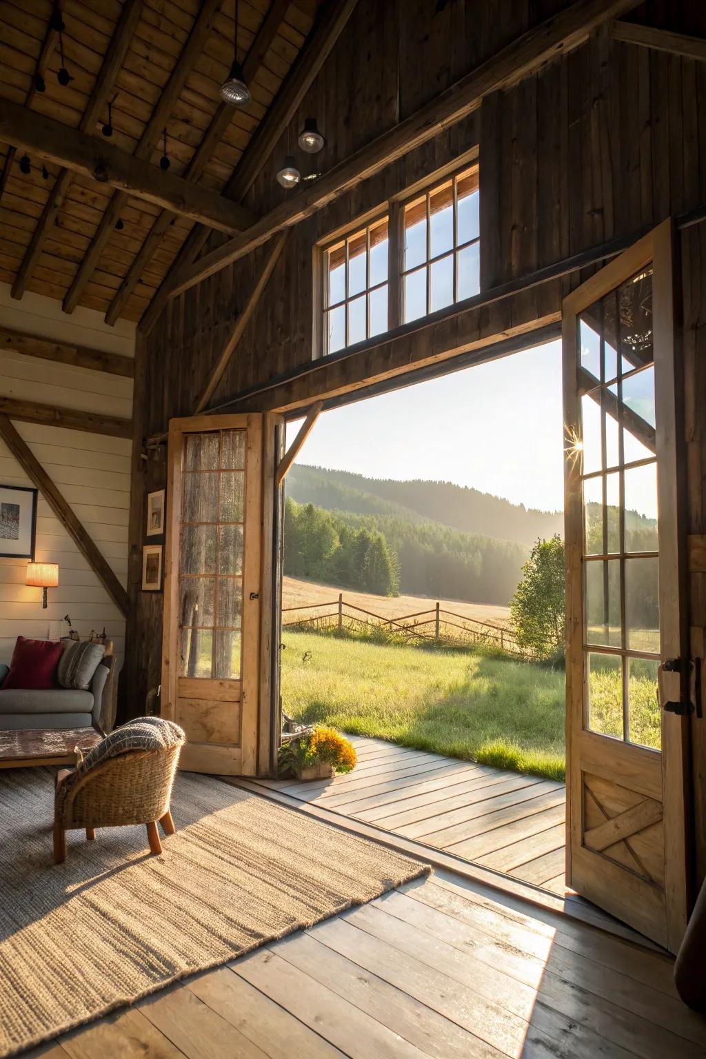 Barn-style cabins blend rustic charm with spacious, modern living.