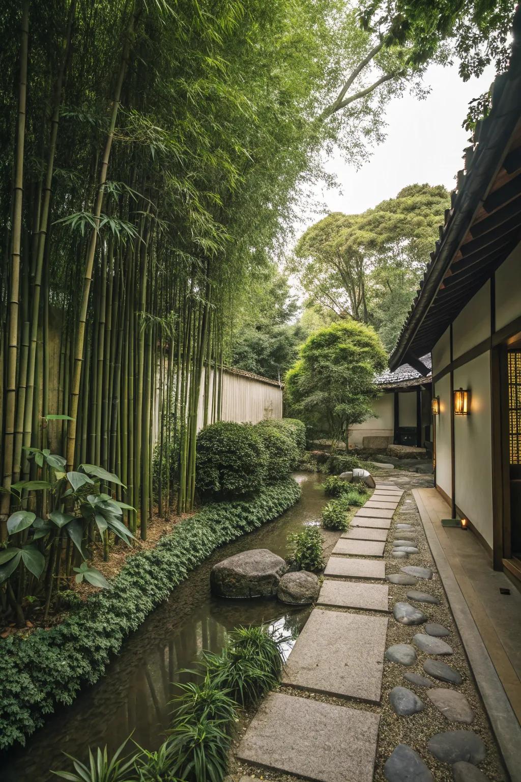 Bamboo creates a zen-like ambiance in garden edging.