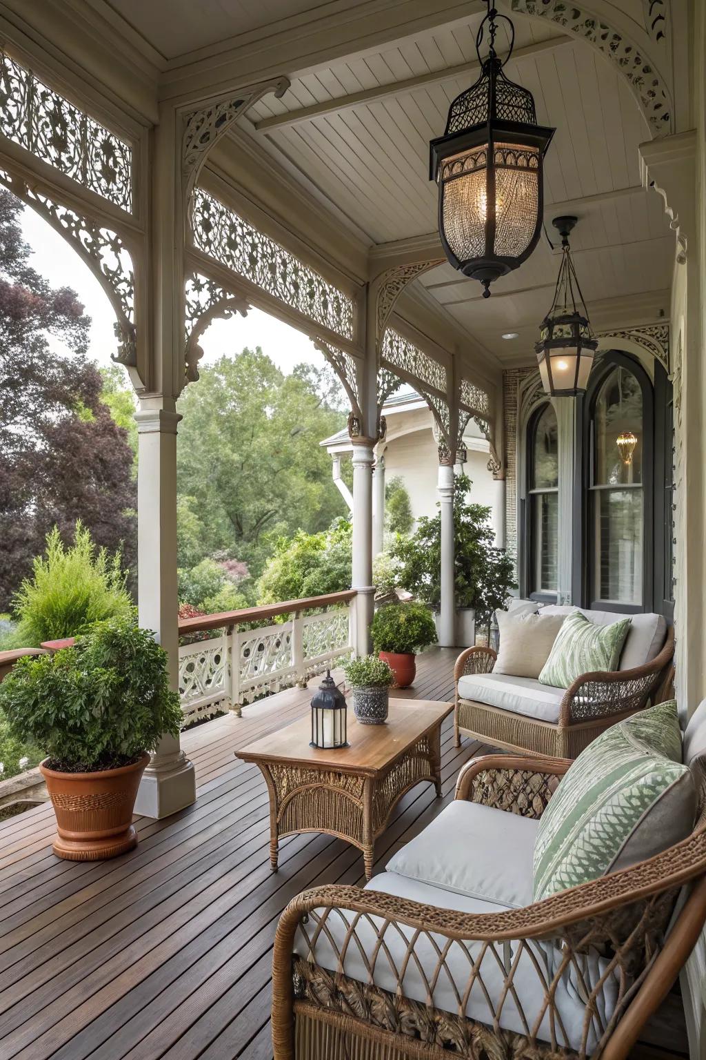 A blend of styles keeps the porch fresh.