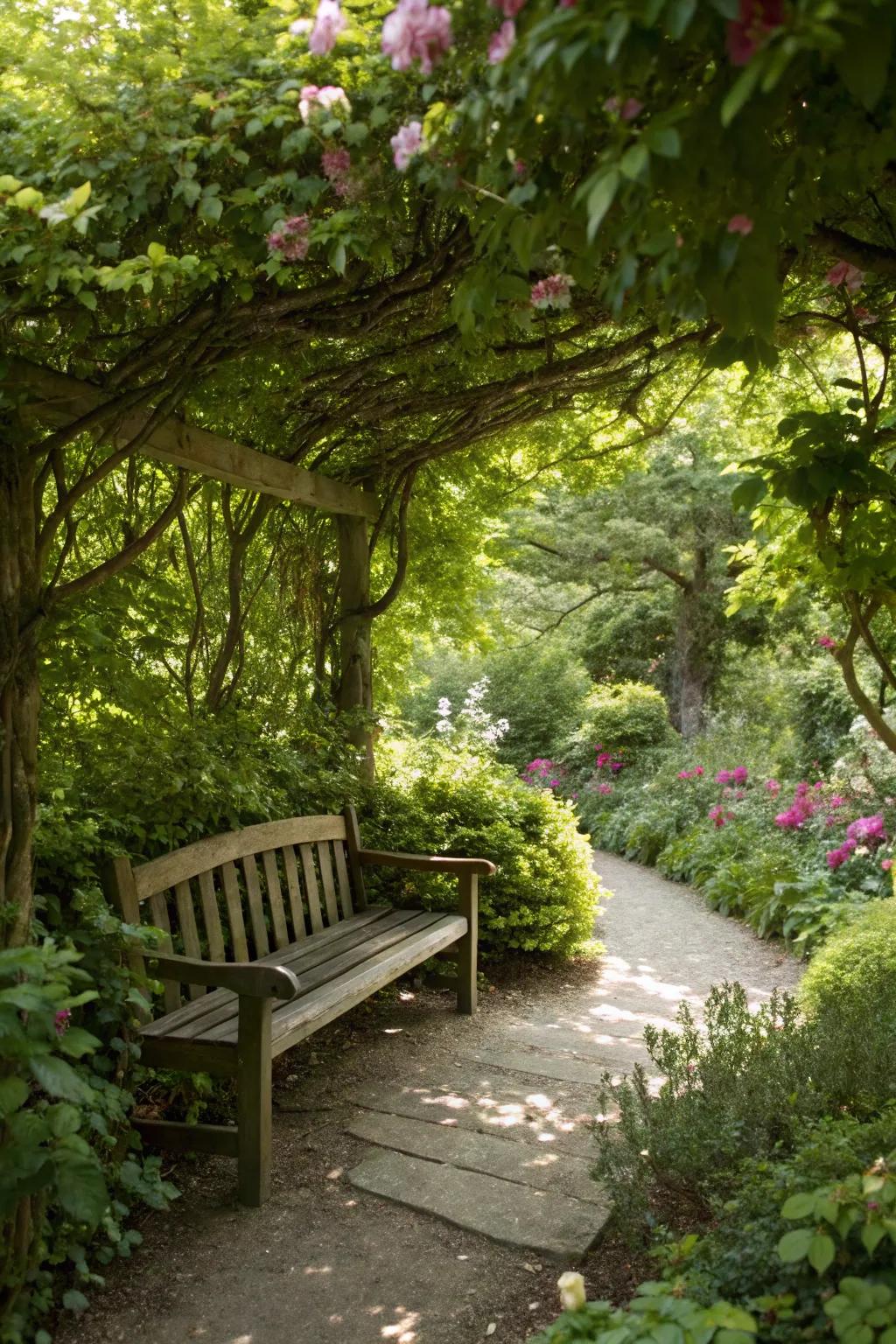Secret nooks add mystery and relaxation to the garden.