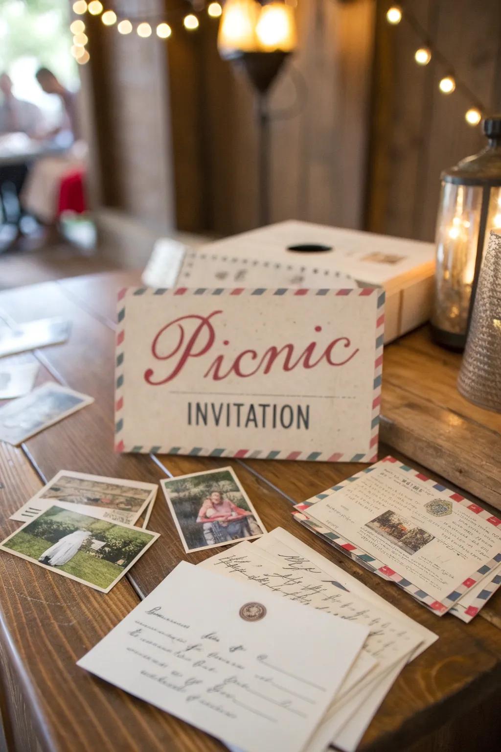 Themed invitations add a personal and inviting touch to your picnic planning.