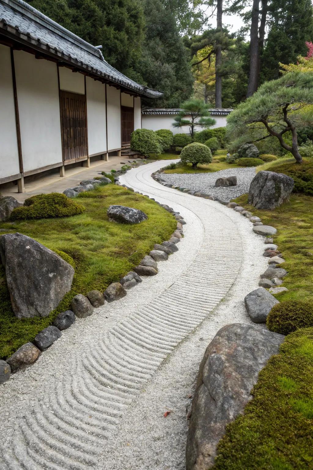 A peaceful Zen-inspired gravel path.