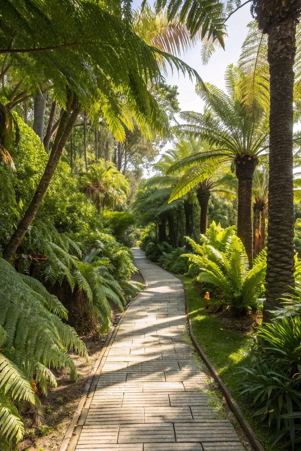 Tropical paradise garden walkway