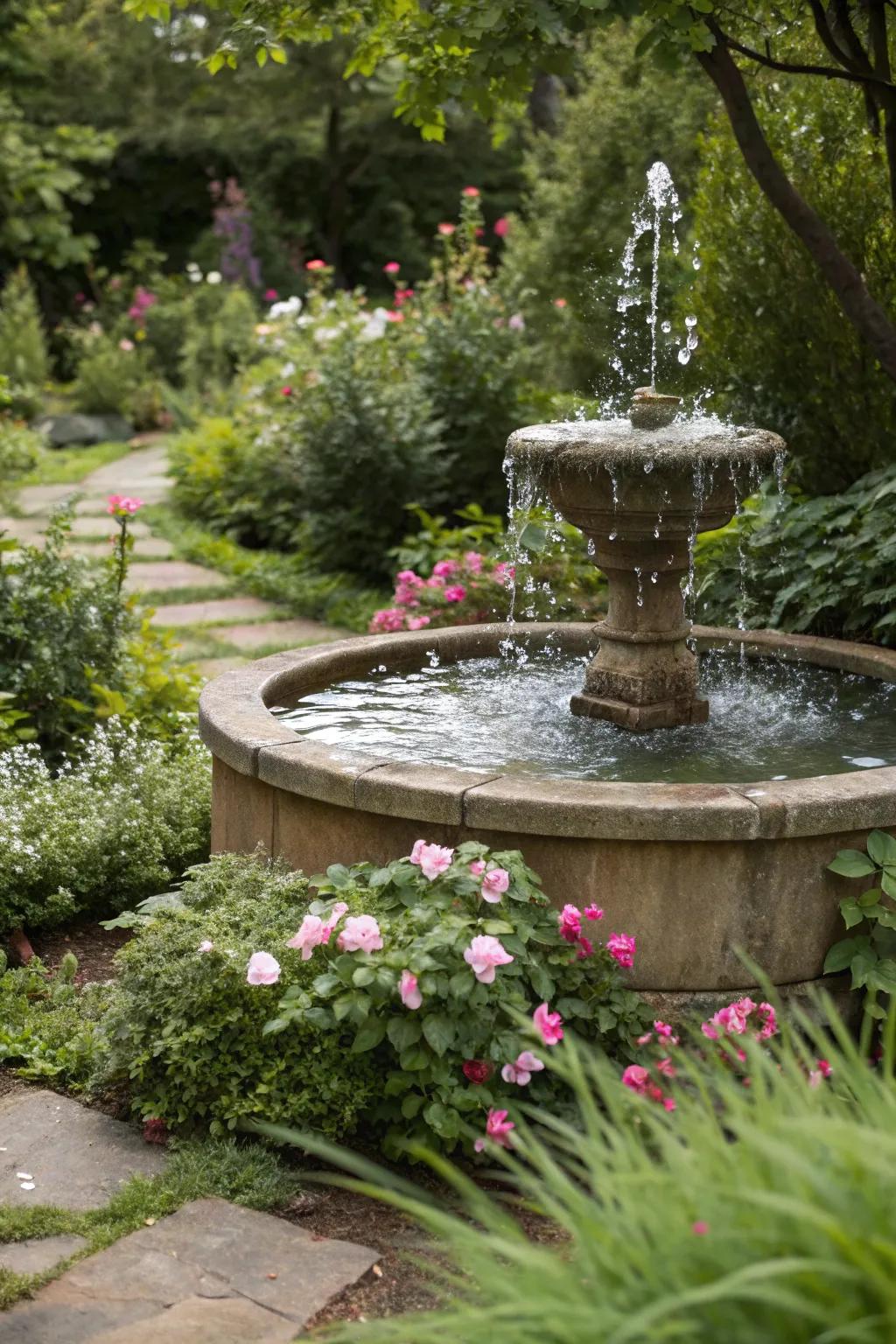 A floating trough fountain creating an illusion of magic.