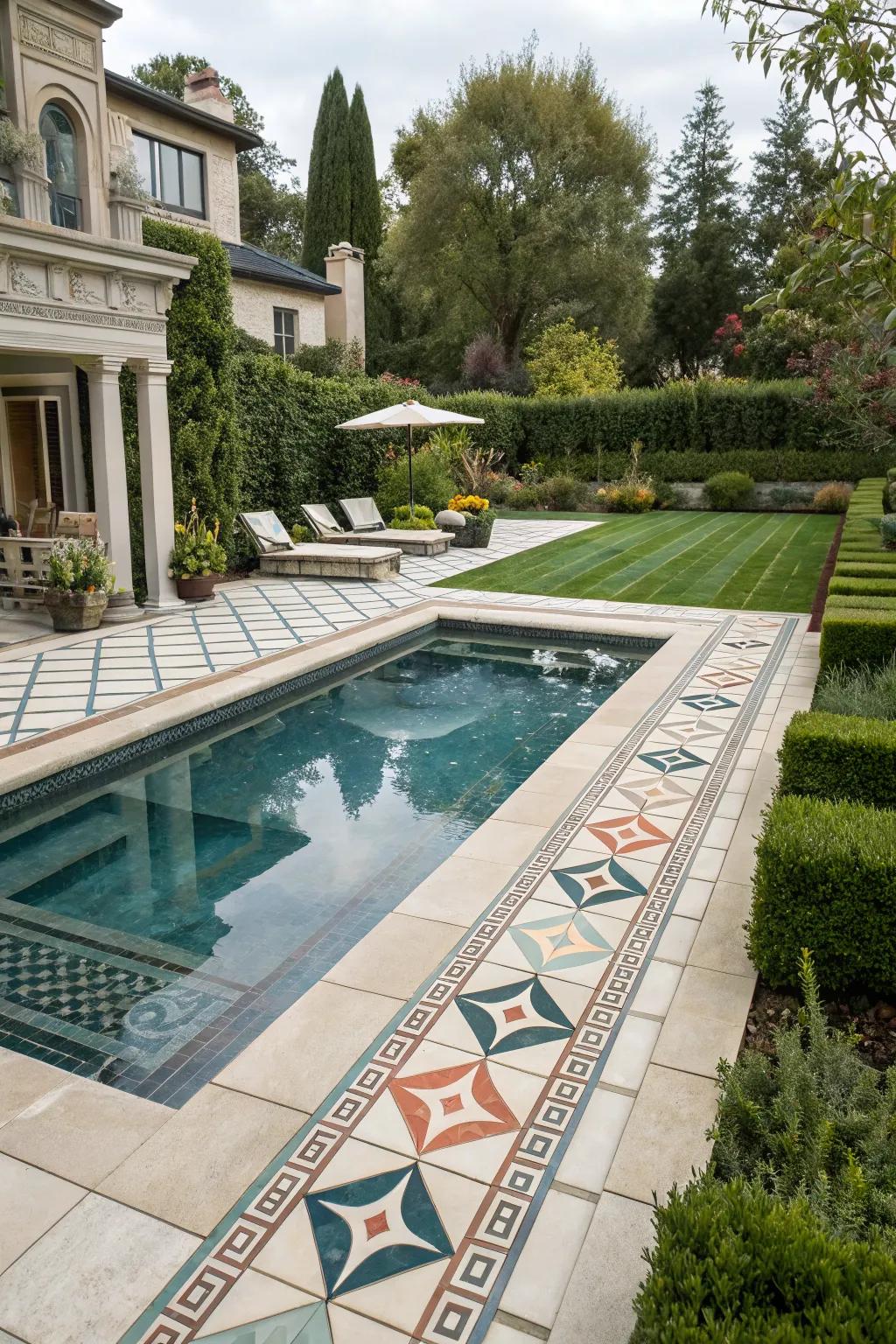 Art Deco style brings vintage glamour to your pool.